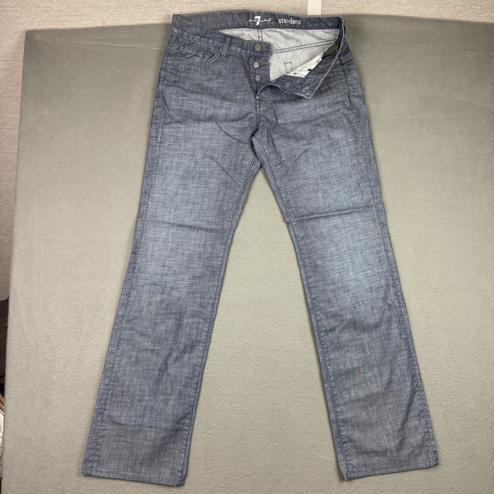 7 For All Mankind Pants Mens 32x32 Blue Standard Straight Leg Stretch‎ STAINS